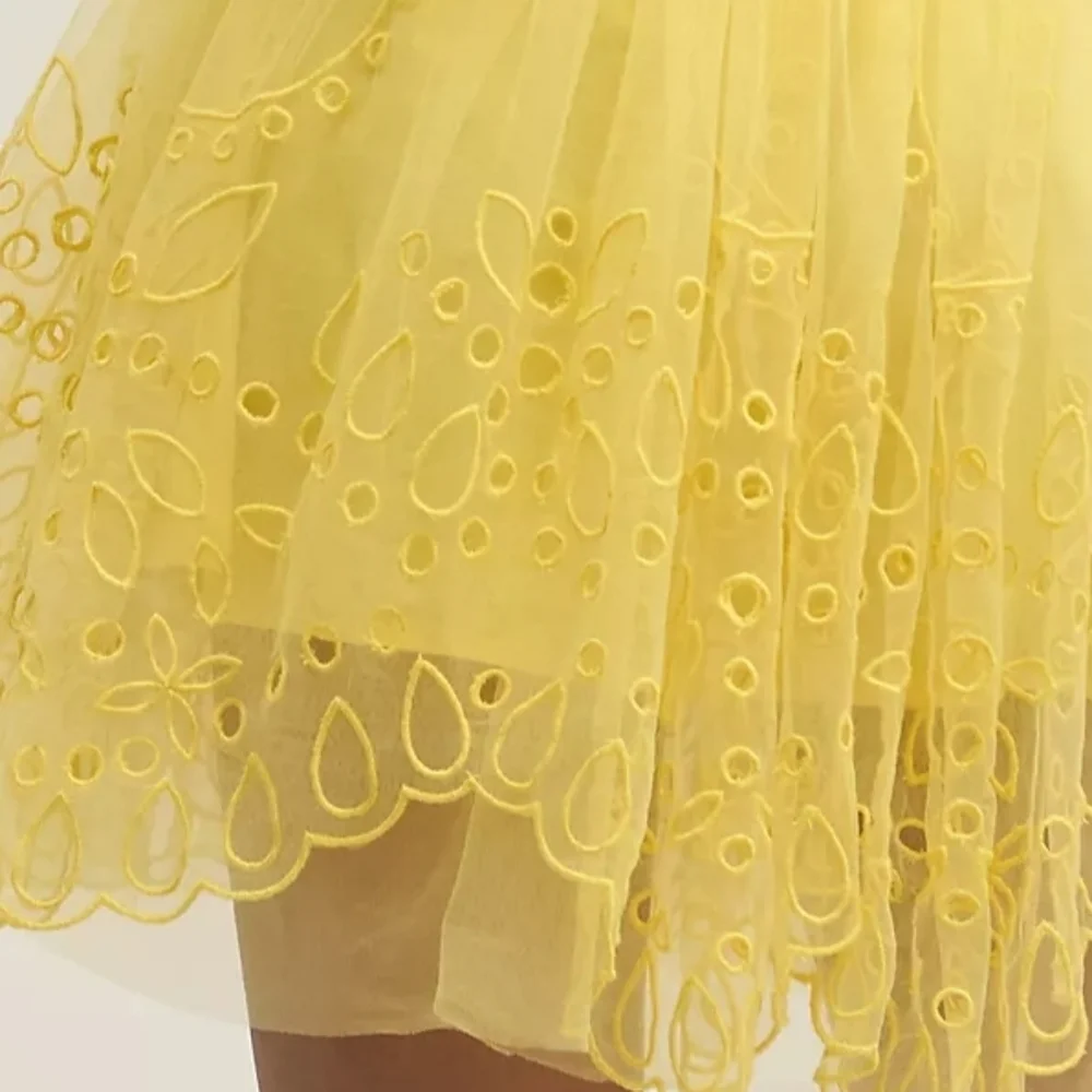 Anthropologie Eyelet Fairycore Tulle Mini Dress - Picture 5 of 5